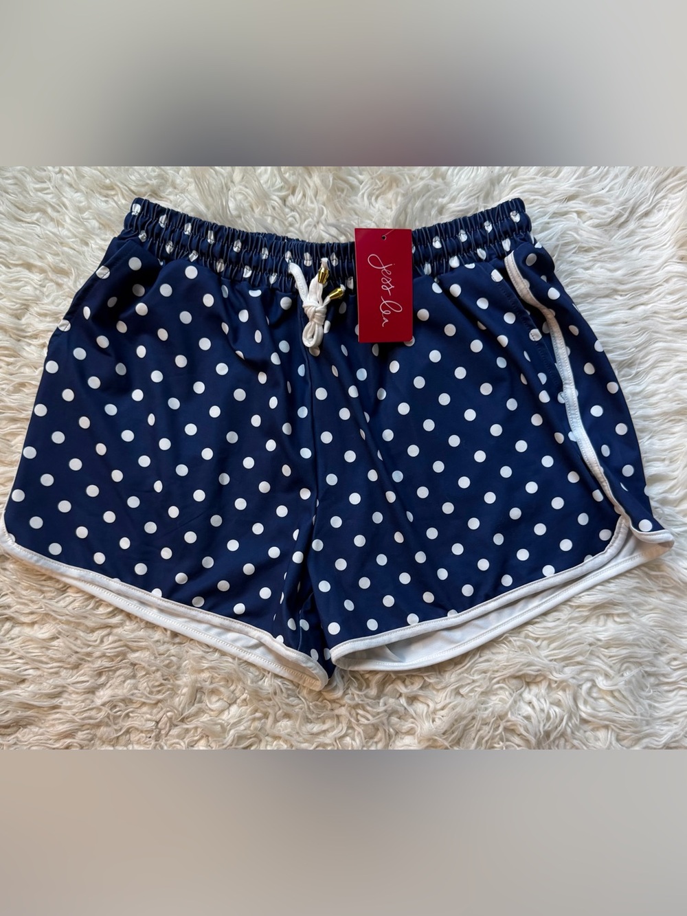 NWT Jess Lea Everyday Shorts Polka Dot Navy Women's Shorts with Drawstring